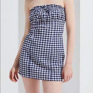 blue gingham mini dress